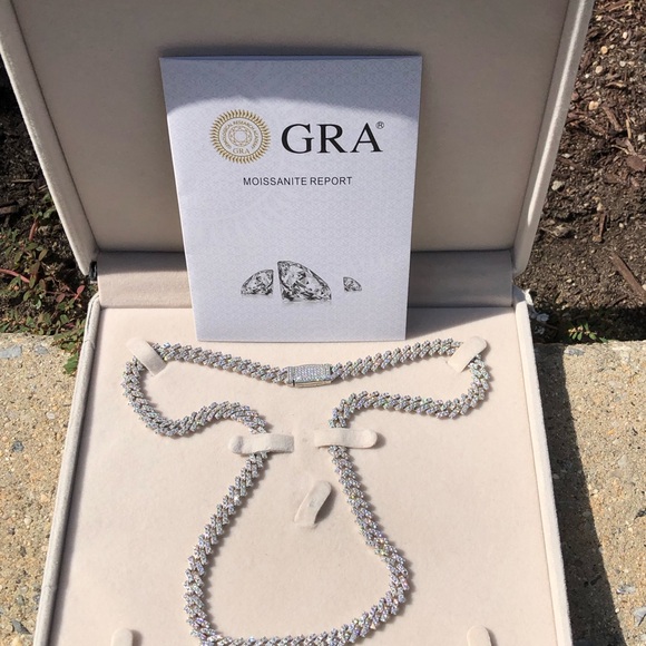 925 10k Moissanite 8mm Miami Cuban Link Chain 22inch - Picture 1 of 7